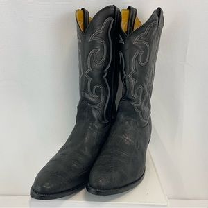 Men's Nocona Black Cowboy Boots W/ White Stitching elephant skin